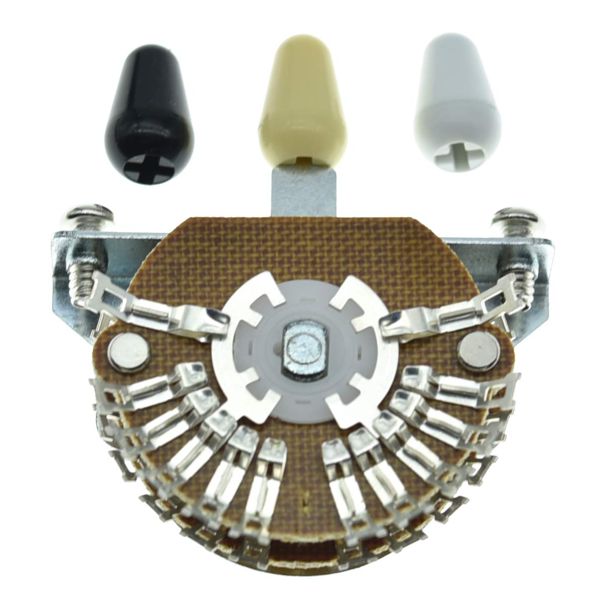 5-Position Super Switch Pickup Selector Super Switch 4-Pole Double Wafer for Strat/Nashville Tele Guitars with Black/Ivory/White
